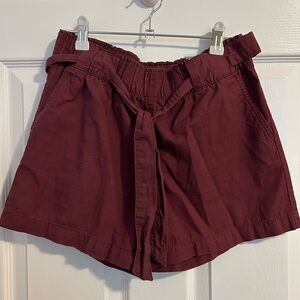Burgandy tie shorts